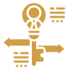 Lightbulb with arrows and lines icon