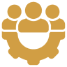 Teamwork icon with gear and people